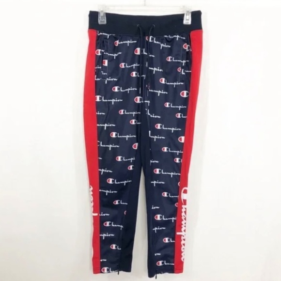 Champion Logo Track Warm Up Pants, Size XL Blue Red - Picture 1 of 8